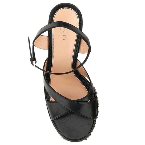 Gucci GG Embellished Black Platform sandal Silver Interlocking G Studs 38.5 - Picture 5 of 10